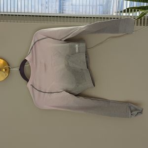 m ombre crop long sleeve gym shark top